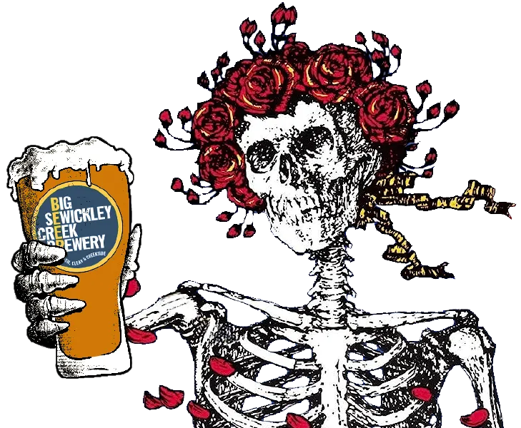 Deadfest Bertha holding a beer glass